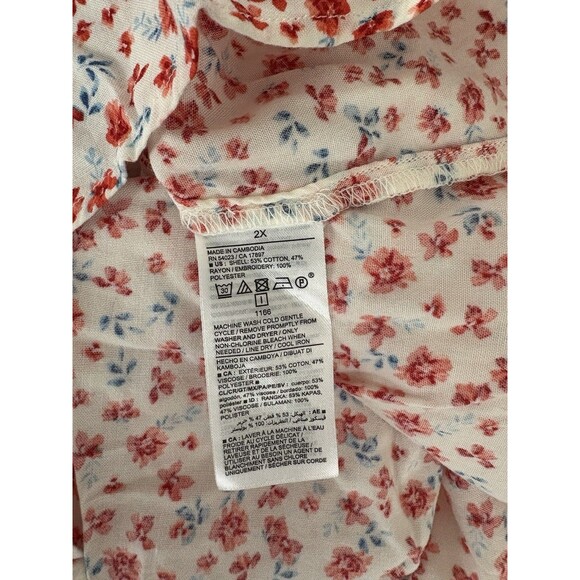 Old Navy 2X Dress Mini Open Back Pockets Ruffles Ditsy Floral Red White NWT - Picture 8 of 8